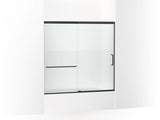 KOHLER K-707618-8G81 Elate Sliding bath door, 56-3/4" H x 56-1/4 - 59-5/8" W with heavy 5/16" thick Crystal Clear glass with privacy band