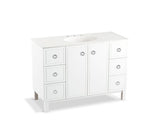 KOHLER K-99509-LG-1WA Jacquard 48" bathroom vanity cabinet with furniture legs, 2 doors and 6 drawers
