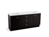 KOHLER K-99538-TKSD-1WU Poplin 72" bathroom vanity cabinet with toe kick, 4 doors and 3 drawers, split top drawer
