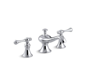 KOHLER K-16104-4A-CP Revival Widespread commercial bathroom sink faucet with traditional lever handles, drain not included