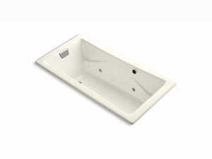 KOHLER K-865-GC96-96 Tea-for-Two 72" x 36" drop-in BubbleMassage air bath with Biscuit airjet finish and chromatherapy lights