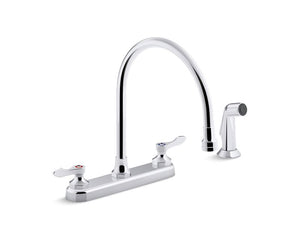KOHLER K-810T71-4AHA Triton Bowe 1.5 gpm kitchen sink faucet with 9-5/16" gooseneck spout, matching finish sidespray, aerated flow and lever handles