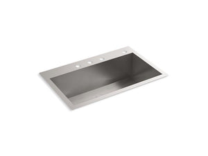 KOHLER 80169-4-NA Vault 30-1/2" X 20" Top-Mount/Undermount Single-Bowl Large Kitchen Sink With 4 Faucet Holes