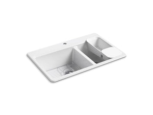 KOHLER K-8669-1A2 Riverby 33" top-mount double-bowl workstation kitchen sink