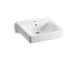 KOHLER K-2084 Soho 20" x 18" wall-mount/concealed arm carrier bathroom sink with single faucet hole