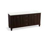 KOHLER K-99525-LGSD-1WB Damask 72" bathroom vanity cabinet with furniture legs, 4 doors and 3 drawers, split top drawer