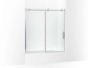 KOHLER K-707626-8L Cursiva Sliding bath door, 62" H x 56-1/8 - 59-7/8" W, with 5/16" thick Crystal Clear glass