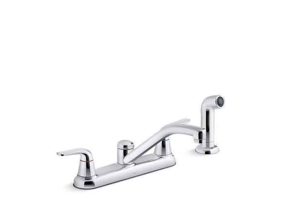 KOHLER K-30616 Jolt Two-handle kitchen sink faucet with sidespray