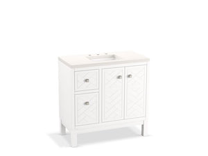 KOHLER K-33531-ASB Beauxline 36" bathroom vanity cabinet with sink and quartz top