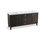 KOHLER K-99538-LGSD-1WC Poplin 72" bathroom vanity cabinet with legs, 4 doors and 3 drawers, split top drawer