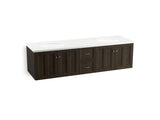 KOHLER K-99525-SD-1WC Damask 72" wall-hung bathroom vanity cabinet with 4 doors and 2 drawers, split top drawer
