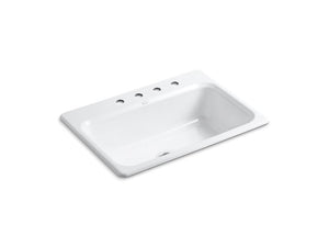 KOHLER K-5832-4 Bakersfield 31" x 22" x 8-5/8" top-mount single-bowl kitchen sink with 4 faucet holes