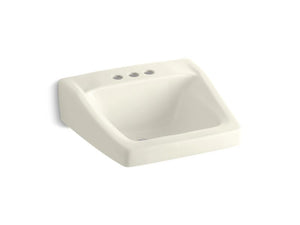KOHLER 1729-0 Chesapeake 20" X 18-1/4" Wall-Mount/Concealed Arm Carrier Arm Bathroom Sink With 4" Centerset Faucet Holes in White
