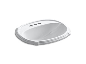KOHLER K-2189-4-0 Portrait Drop-in bathroom sink with 4" centerset faucet holes