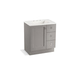 KOHLER K-99530-TKR-1WT Poplin 30" bathroom vanity cabinet with toe kick, 1 door and 3 drawers on right