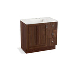 KOHLER K-99533-TKR-1WE Poplin 36" bathroom vanity cabinet with toe kick, 1 door and 3 drawers on right