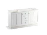 KOHLER K-99537-TKSD-1WA Poplin 60" bathroom vanity cabinet with toe kick, 2 doors and 3 drawers, split top drawer