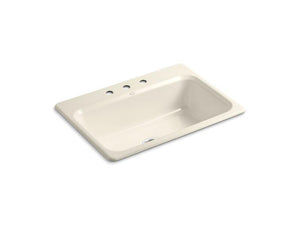KOHLER K-5832-3-47 Bakersfield 31" x 22" x 8-5/8" top-mount single-bowl kitchen sink with 3 faucet holes