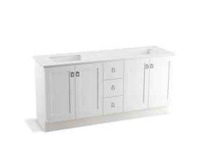 KOHLER K-99538-TK-1WA Poplin 72" bathroom vanity cabinet with toe kick, 4 doors and 3 drawers