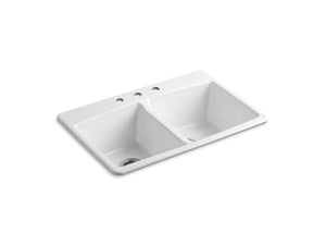 KOHLER K-5846-3 Brookfield 33" x 22" x 9-5/8" top-mount double-equal kitchen sink