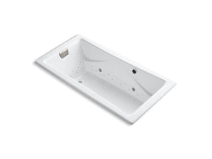 KOHLER K-865-GCBN-0 Tea-for-Two 72" x 36" drop-in BubbleMassage air bath with Vibrant Brushed Nickel airjet finish and chromatherapy