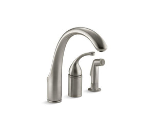 KOHLER 10430-BN Forté 3-Hole Remote Valve Kitchen Sink Faucet With 9" Spout With Matching Finish Sidespray in Vibrant Brushed Nickel