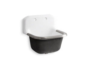 KOHLER K-6716 Bannon 24" x 20-1/4" wall-mount or P-trap mount service sink with rim guard and back drilled on 8" centers