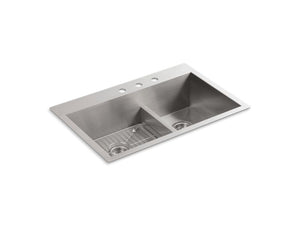 KOHLER K-3839-3 Vault Smart Divide 33" top-/undermount double-bowl kitchen sink