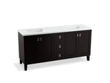 KOHLER K-99538-LGSD-1WU Poplin 72" bathroom vanity cabinet with legs, 4 doors and 3 drawers, split top drawer