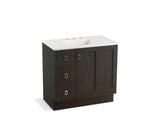 KOHLER K-99533-TKL-1WC Poplin 36" bathroom vanity cabinet with toe kick, 1 door and 3 drawers on left