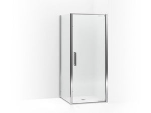 KOHLER K-706070-L Torsion Pivot shower door with return panel, 77" H x 33-7/8 - 35-7/16" W, with 5/16" thick Crystal Clear glass