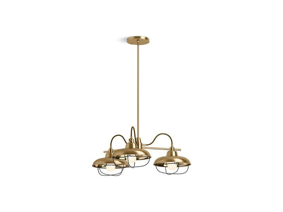 KOHLER 23662-CH03-BGL Modern Farm Three-Light Chandelier in Moderne Brushed Gold