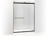 KOHLER K-706168-L-ABZ Levity sliding shower door, 82" H x 56-5/8 - 59-5/8" W, with 5/16" thick Crystal Clear glass and towel bars