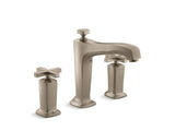 KOHLER T16237-3-BV Margaux Deck-Mount Bath Faucet Trim For High-Flow Valve With Non-Diverter Spout And Cross Handles, Valve Not Included in Vibrant Brushed Bronze