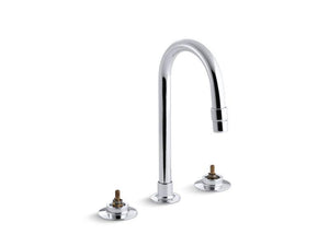KOHLER 7313-K-CP Triton Widespread Commercial Bathroom Sink Faucet With Gooseneck Spout And Rigid Connections, Requires Handles, Drain Not Included in Polished Chrome