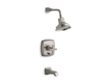 KOHLER T16233-3-BN Margaux Rite-Temp(R) Pressure-Balancing Bath And Shower Faucet Trim With Push-Button Diverter And Cross Handle, Valve Not Included in Vibrant Brushed Nickel