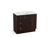 KOHLER K-99533-TKL-1WB Poplin 36" bathroom vanity cabinet with toe kick, 1 door and 3 drawers on left