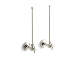 KOHLER K-7605-P-AF Pair 3/8" NPT angle supplies with stop, cross handle and annealed vertical tube