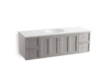 KOHLER K-99523-SD-1WT Damask 60" wall-hung bathroom vanity cabinet with 2 doors and 4 drawers, split top drawer