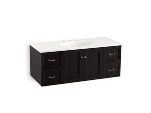 KOHLER K-99522-SD-1WA Damask 48" wall-hung bathroom vanity cabinet with 2 doors and 4 drawers, split top drawer