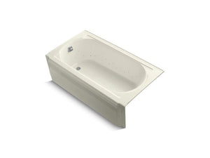 KOHLER K-723-G96 Memoirs 60" x 33-3/4" alcove BubbleMassage air bath with Biscuit airjet color finish and left-hand drain