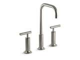 KOHLER K-14408-4-BN Purist Widespread bathroom sink faucet with high lever handles and high gooseneck spout