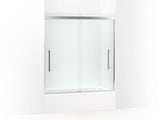 KOHLER 706535-8L-SHP Prim Frameless Sliding Bath Door in Crystal Clear glass with Bright Polished Silver frame