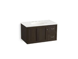 KOHLER K-99520-R-1WC Damask 36" wall-hung bathroom vanity cabinet with 1 door and 2 drawers on right