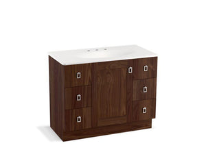 KOHLER K-99562-TK-1WA Poplin 42" bathroom vanity cabinet with toe kick, 1 door and 6 drawers