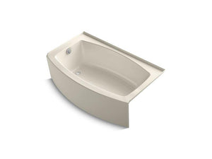 KOHLER K-1118-LA-47 Expanse 60" x 30-36" curved alcove bath with integral flange and left-hand drain