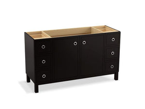 KOHLER K-99510-LGSD-1WA Jacquard 60" bathroom vanity cabinet with furniture legs, 2 doors and 6 drawers, split top drawers