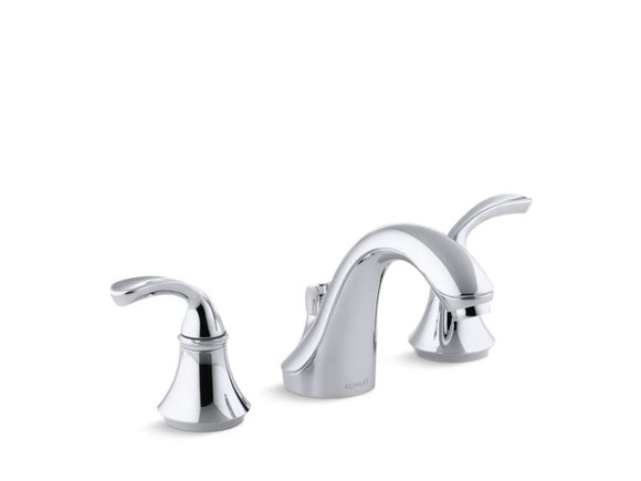 KOHLER K-10269-4 Forté Widespread commercial bathroom sink faucet with sculpted lever handles, metal drain, red/blue indexing and vandal-resistant aerator