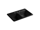 KOHLER K-5817-3 Delafield 33" x 22" x 8-1/2" top-mount double-equal kitchen sink with 3 faucet holes