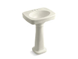 KOHLER 2338-4-96 Bancroft 24" Pedestal Bathroom Sink With 4" Centerset Faucet Holes in Biscuit